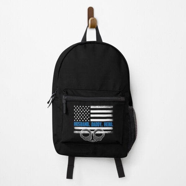 Item preview, Husband Daddy Hero American Flag Police designed and sold by Captain Mood.