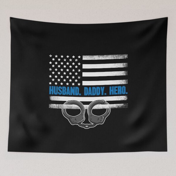 Item preview, Husband Daddy Hero American Flag Police designed and sold by Captain Mood.