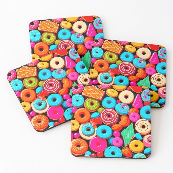 Item preview, Cartoon Donut Collage Pattern designed and sold by GrizzlyCollective.