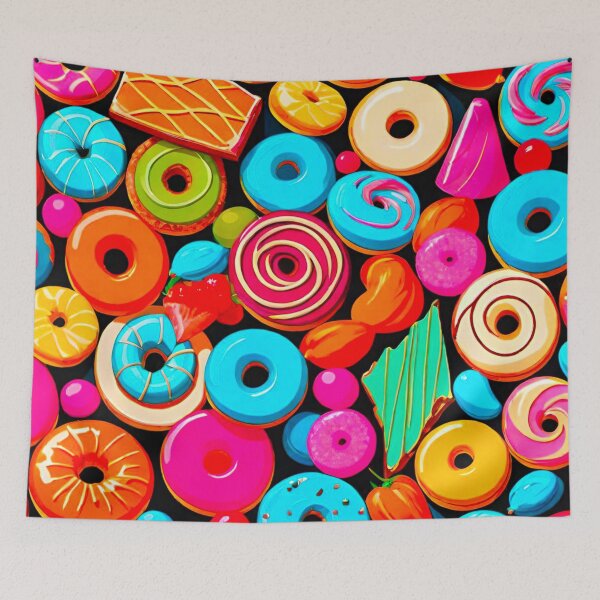 Item preview, Cartoon Donut Collage Pattern designed and sold by GrizzlyCollective.