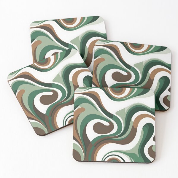 Item preview, Groovy Retro Liquid Swirl Fluid Wavy  Pattern Green,  Beige designed and sold by Prints and Lifestyle.