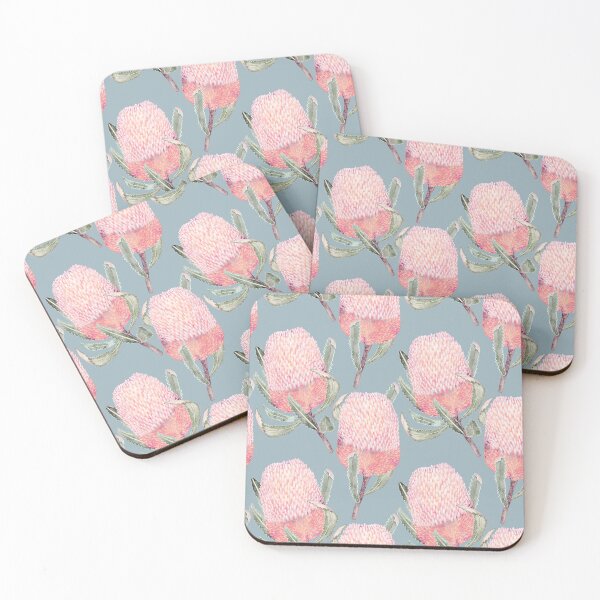 Item preview, Romantic Summer Banksia Pastel Pink And Blue designed and sold by Sketchbook Designs.