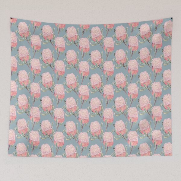 Item preview, Romantic Summer Banksia Pastel Pink And Blue designed and sold by Sketchbook Designs.
