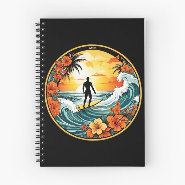 Item preview, Surfer Silhouette at Sunset surrounded by Hawaiian Orchids designed and sold by NautiChic.