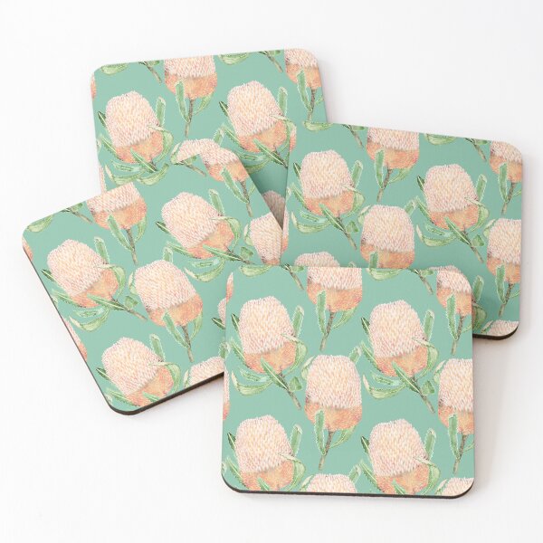 Item preview, Romantic Summer Banksia Pastel Orange and Mint designed and sold by Sketchbook Designs.