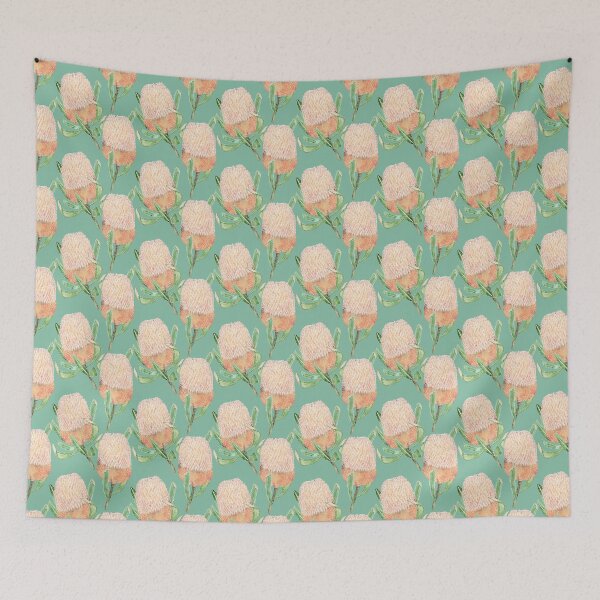 Item preview, Romantic Summer Banksia Pastel Orange and Mint designed and sold by Sketchbook Designs.