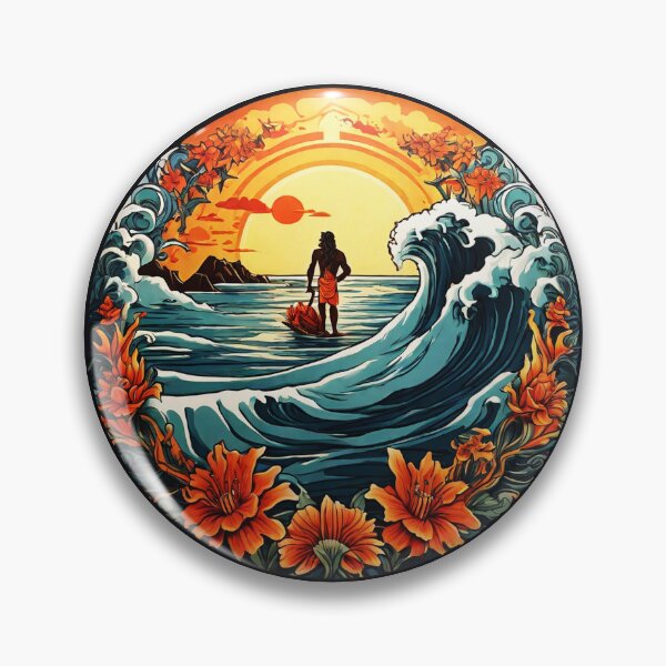 Item preview, Poseidon Silhouette at Sunset Surrounded by Big Waves designed and sold by NautiChic.
