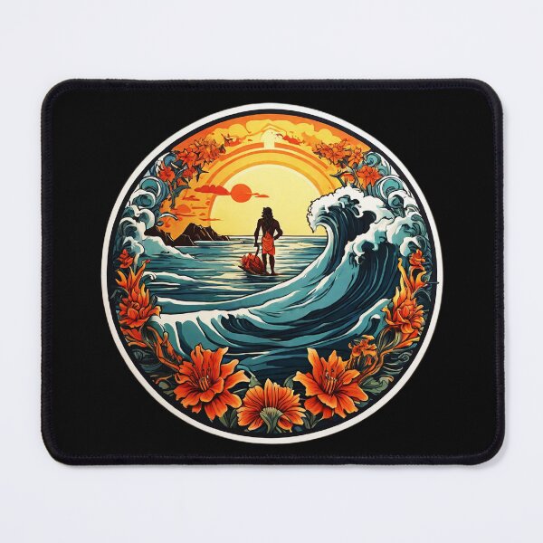 Item preview, Poseidon Silhouette at Sunset Surrounded by Big Waves designed and sold by NautiChic.