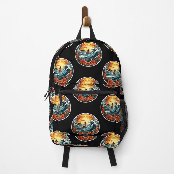 Item preview, Poseidon Silhouette at Sunset Surrounded by Big Waves designed and sold by NautiChic.
