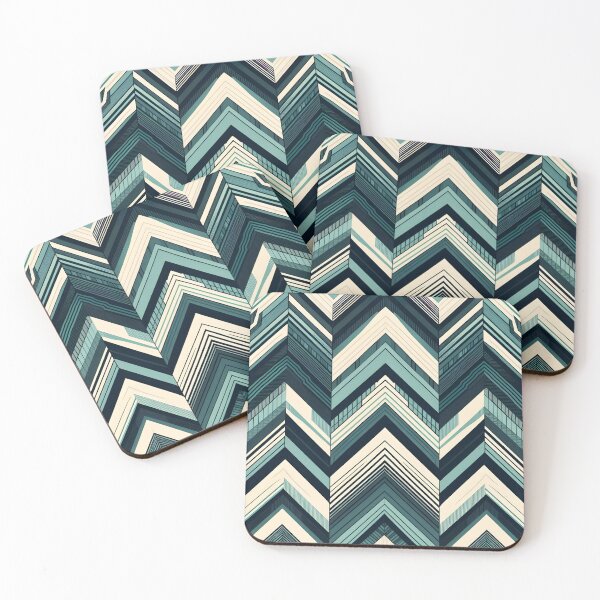 Item preview, Chevron patterns in dark teal and light mint contemporary style designed and sold by BlackCatspet1.