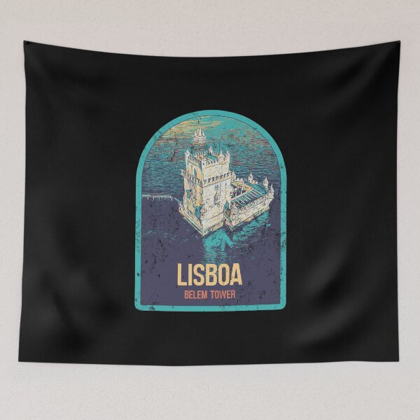 Item preview, Lisbon Belem Tower Aerial View Illustration | Portugal Landmark Art designed and sold by Lemomo-artworks.