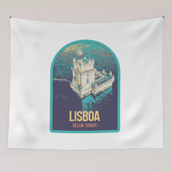 Item preview, Lisbon Belem Tower Aerial View Illustration | Portugal Landmark Art designed and sold by Lemomo-artworks.