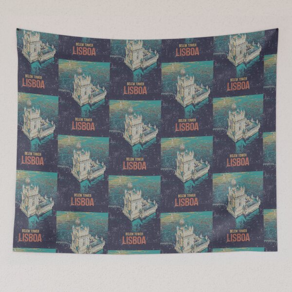 Item preview, Lisbon Belem Tower Aerial View Illustration | Portugal Landmark Art designed and sold by Lemomo-artworks.