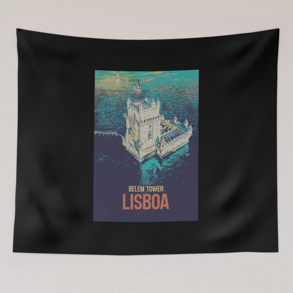 Item preview, Lisbon Belem Tower Aerial View Illustration | Portugal Landmark Art designed and sold by Lemomo-artworks.