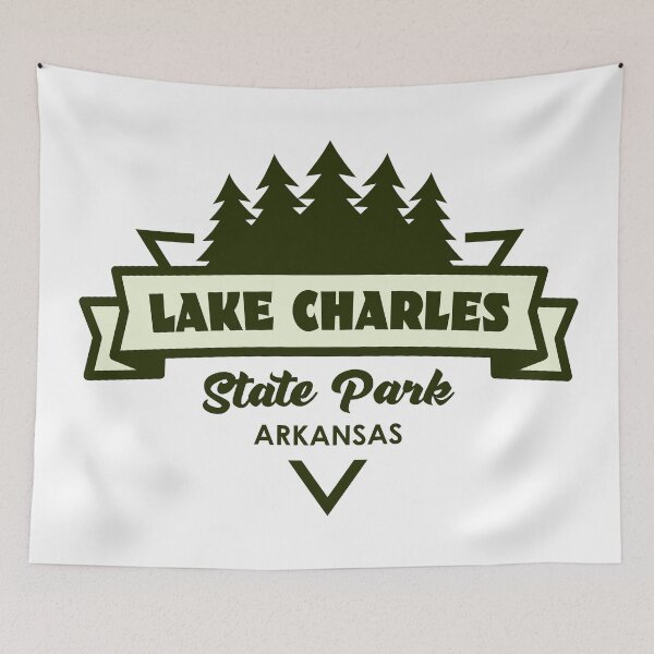 Item preview, Lake Charles State Park Arkansas Trees And Ribbon designed and sold by bivenart.