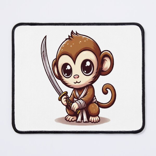 Item preview, cute monkey with katana  designed and sold by Ella_Sketch.