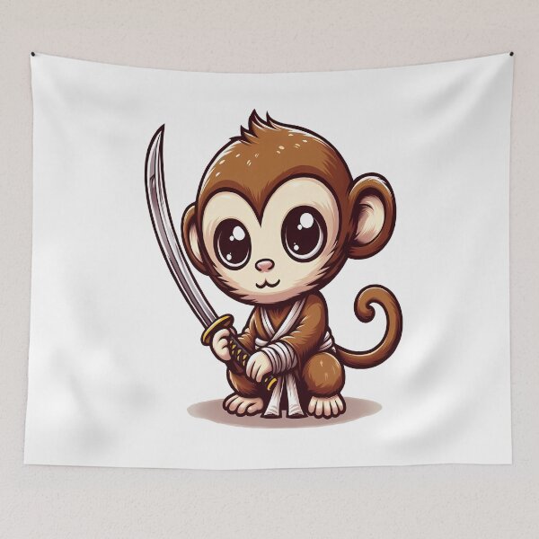 Item preview, cute monkey with katana  designed and sold by Ella_Sketch.