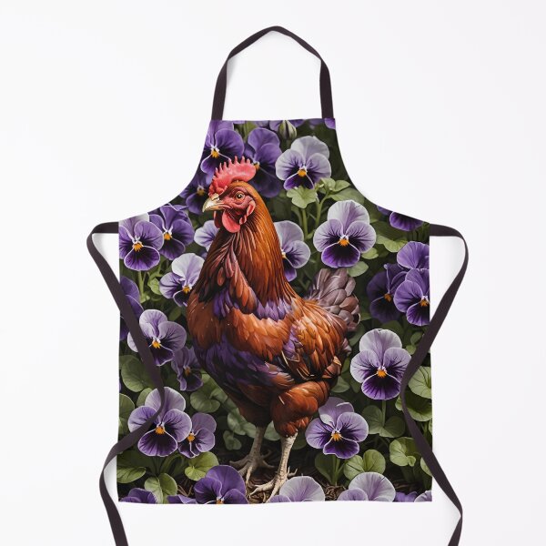 Item preview, Rhode Island Red Chicken Surrounded By Viola sororia Flowers designed and sold by taiche.