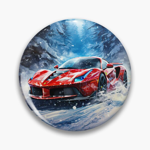 Item preview, Winter Wonderland Drive, Exclusive Red Supercar Art Print, Snowy Forest Adventure, Sports Car designed and sold by RevUpDesign.