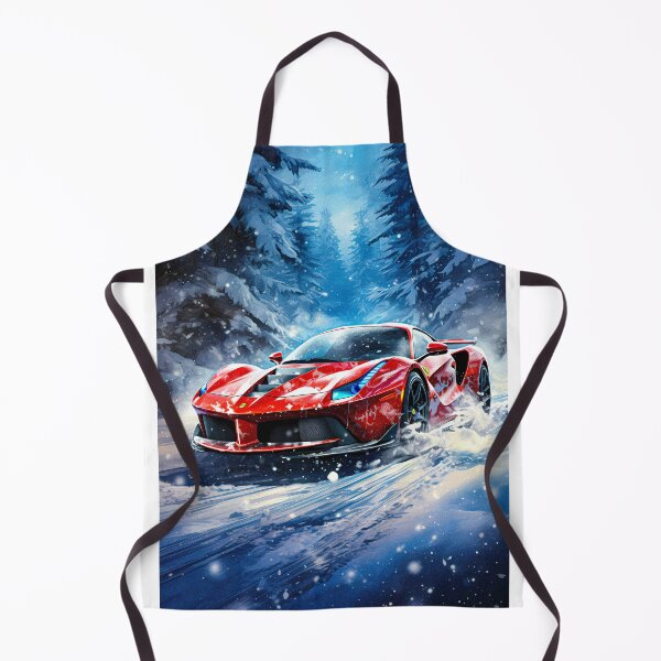 Item preview, Winter Wonderland Drive, Exclusive Red Supercar Art Print, Snowy Forest Adventure, Sports Car designed and sold by RevUpDesign.