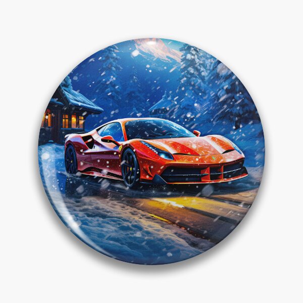 Item preview, Alpine Escape - Exclusive Winter Sportscar Among Snowy Cabin Scenery, Vibrant Artistic designed and sold by RevUpDesign.