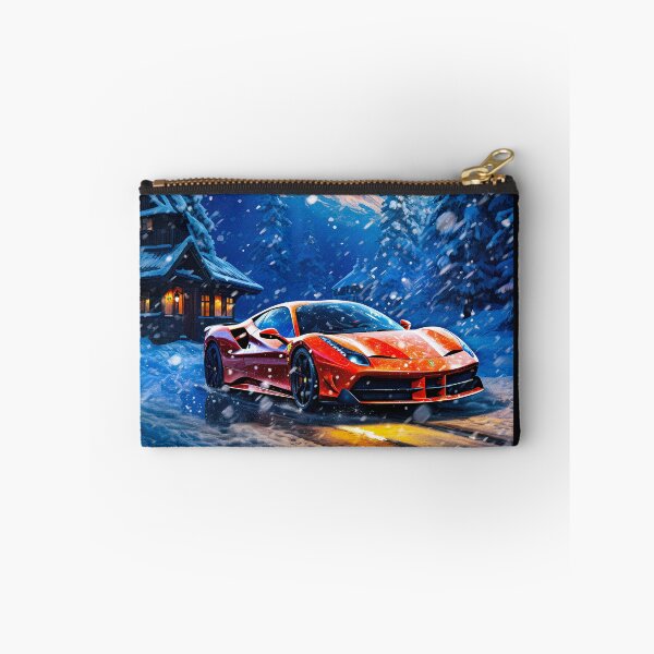Item preview, Alpine Escape - Exclusive Winter Sportscar Among Snowy Cabin Scenery, Vibrant Artistic designed and sold by RevUpDesign.
