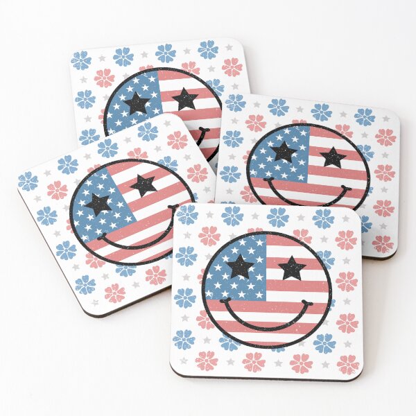 Item preview, 4th of July smiley face design, retro American flag, American smiley designed and sold by godleo.
