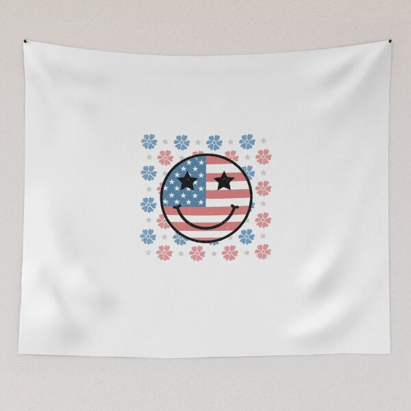 Item preview, 4th of July smiley face design, retro American flag, American smiley designed and sold by godleo.