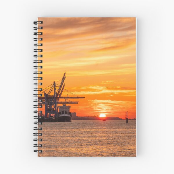 Item preview, Sunset Hamburg harbor designed and sold by KreativFoto.