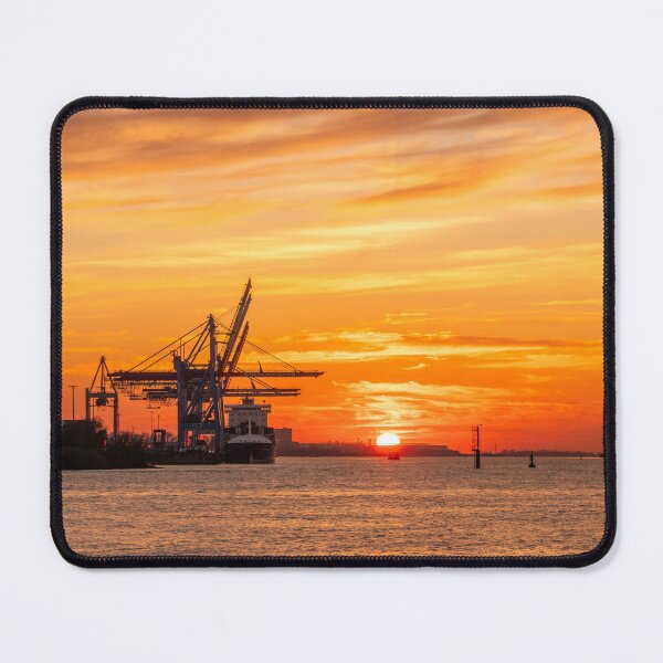 Item preview, Sunset Hamburg harbor designed and sold by KreativFoto.