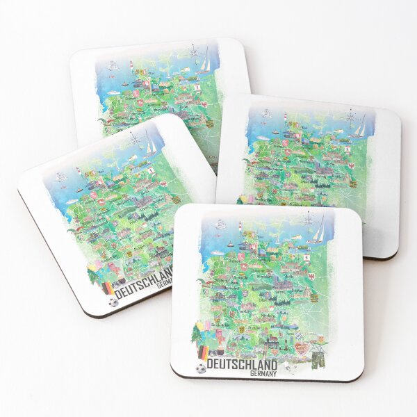 Item preview, Germany Illustrated Travel Map with Cities and Highlights designed and sold by artshop77.