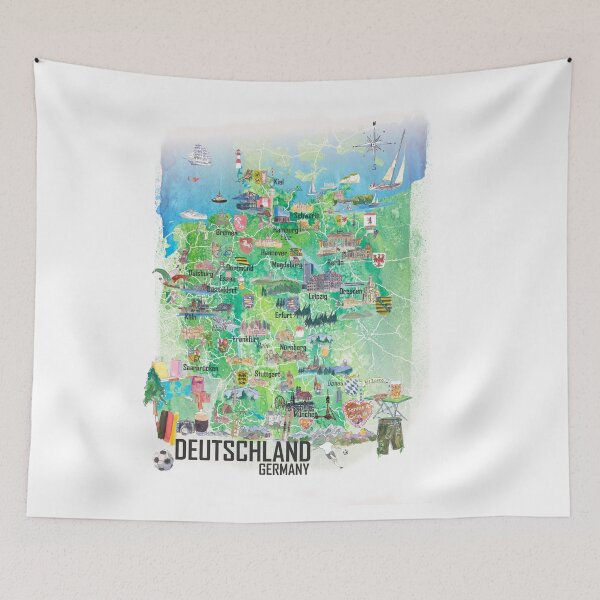 Item preview, Germany Illustrated Travel Map with Cities and Highlights designed and sold by artshop77.