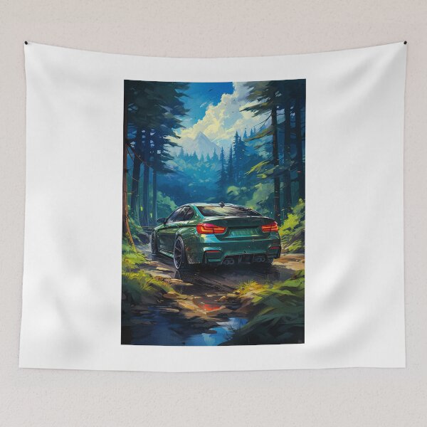 Item preview, Forest Drive Serenity, Green Performance Car Poster, Mountain Trip, Artistic Automotive Illustration designed and sold by RevUpDesign.