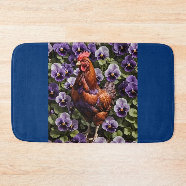 Item preview, Rhode Island Red Chicken Surrounded By Viola sororia Flowers designed and sold by taiche.