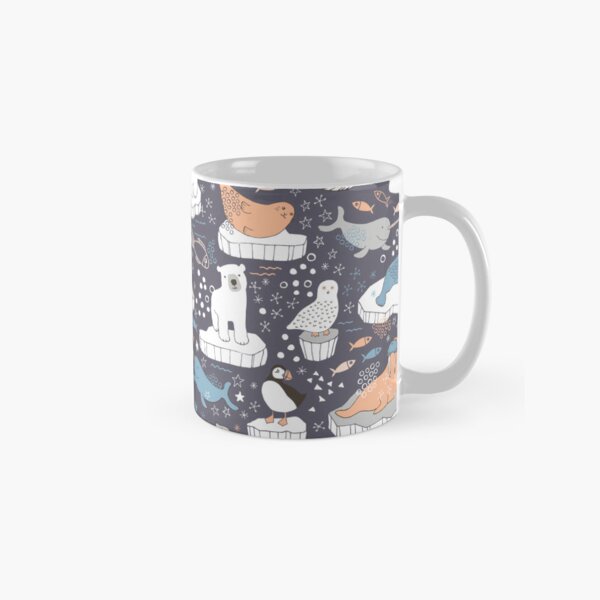 Item preview, Arctic Animal Icebergs - peach and blue on charcoal - Fun Pattern by Cecca Designs designed and sold by Cecca-Designs.