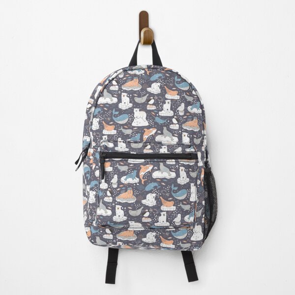 Item preview, Arctic Animal Icebergs - peach and blue on charcoal - Fun Pattern by Cecca Designs designed and sold by Cecca-Designs.