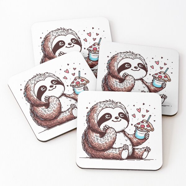 Item preview, Chill Sloth with Pizza and Drink designed and sold by Designowner.