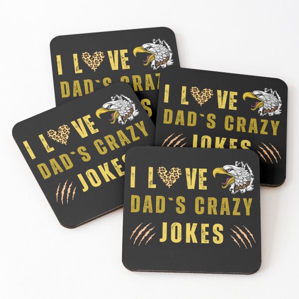 Item preview,  I Love Dad`s Crazy Jokes Retro Typographic Eagle Head Clipart Father`s Day Design designed and sold by Raise2Shine.