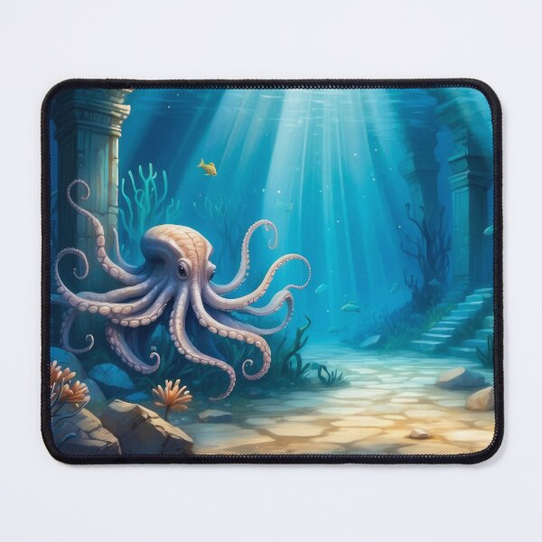 Item preview, Awesome Octopus among old underwater ruins in rays of light. designed and sold by Andrey-Myagkov.