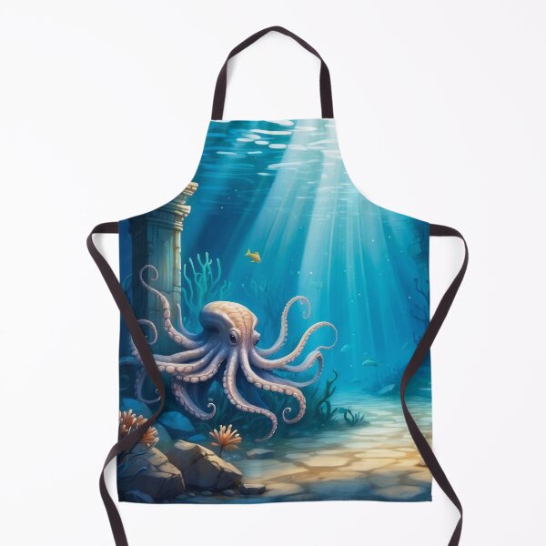 Item preview, Awesome Octopus among old underwater ruins in rays of light. designed and sold by Andrey-Myagkov.
