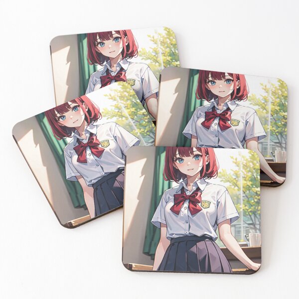 Item preview, Red-Haired Anime Girl in School Uniform designed and sold by kenvel.