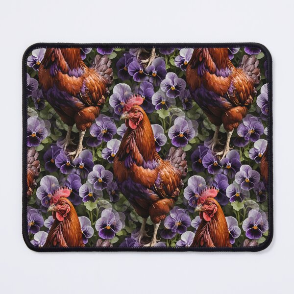 Item preview, Rhode Island Red Chicken Surrounded By Viola sororia Flowers Pattern designed and sold by taiche.