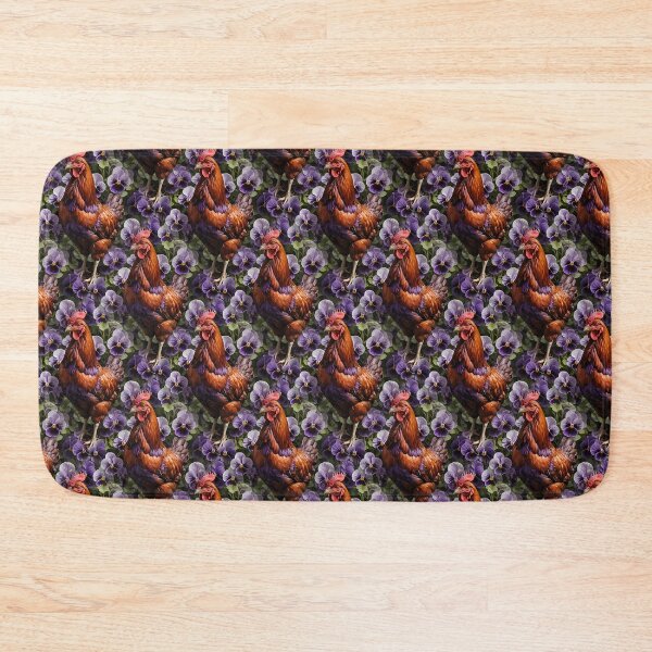 Item preview, Rhode Island Red Chicken Surrounded By Viola sororia Flowers Pattern designed and sold by taiche.