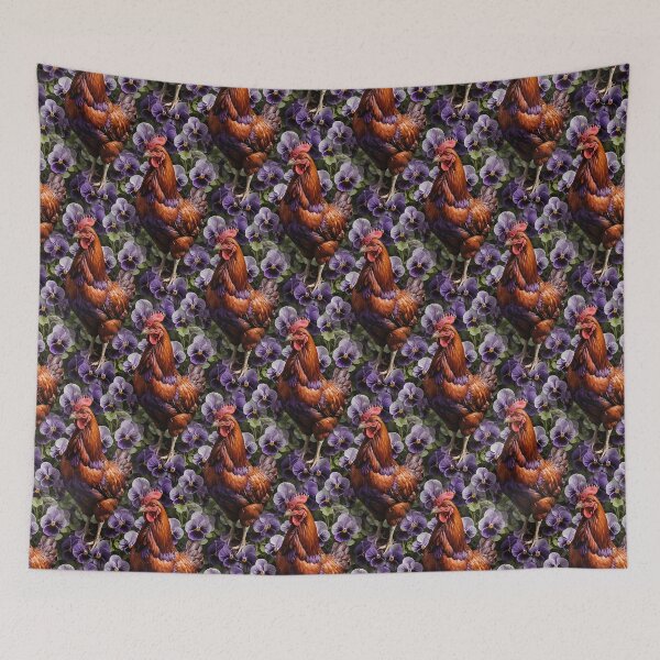 Item preview, Rhode Island Red Chicken Surrounded By Viola sororia Flowers Pattern designed and sold by taiche.
