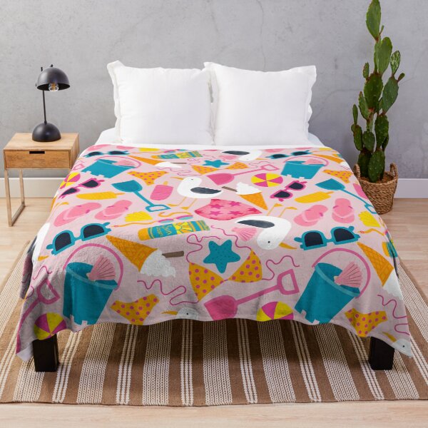 Item preview, Fun at the beach - on pink, cute pattern by Cecca Designs designed and sold by Cecca-Designs.