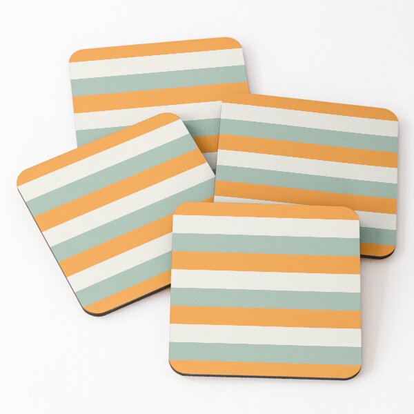 Item preview, 3 Large ORANGE, CREAM and MUTED GREEN Horizontal STRIPES designed and sold by RachelMacht.