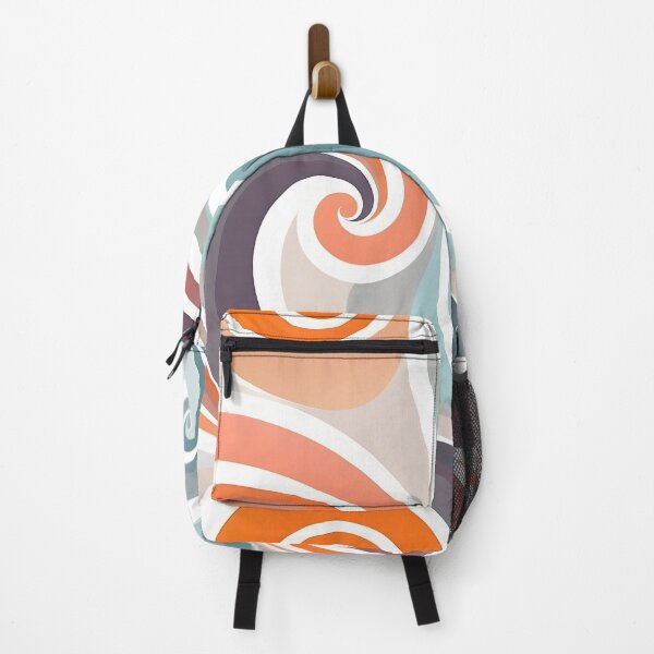 Item preview, Groovy Retro Liquid Swirl Fluid Wavy Pattern Orange, Light Cyan designed and sold by Prints and Lifestyle.