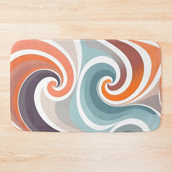 Item preview, Groovy Retro Liquid Swirl Fluid Wavy  Pattern Orange, Light Cyan designed and sold by Prints and Lifestyle.
