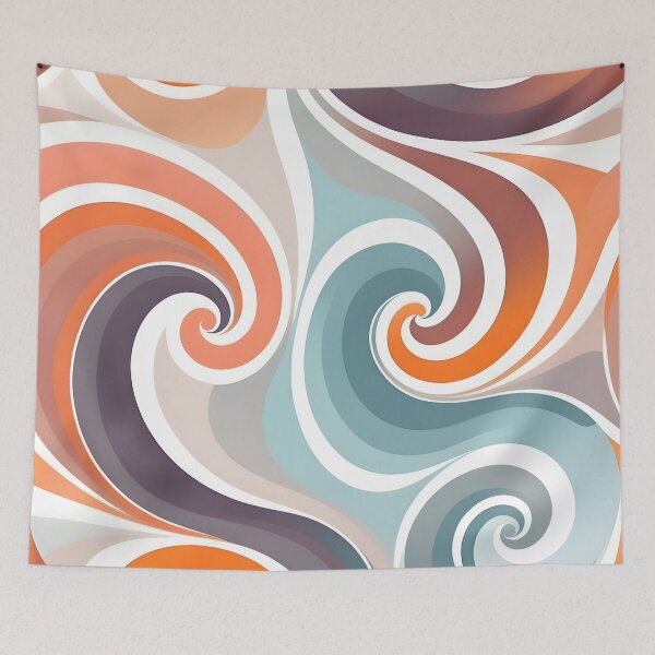 Item preview, Groovy Retro Liquid Swirl Fluid Wavy  Pattern Orange, Light Cyan designed and sold by Prints and Lifestyle.