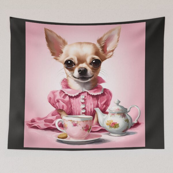 Item preview, That Chihuahua sure loves his tea. She's a tiny teacup pup! designed and sold by FitEnvy.